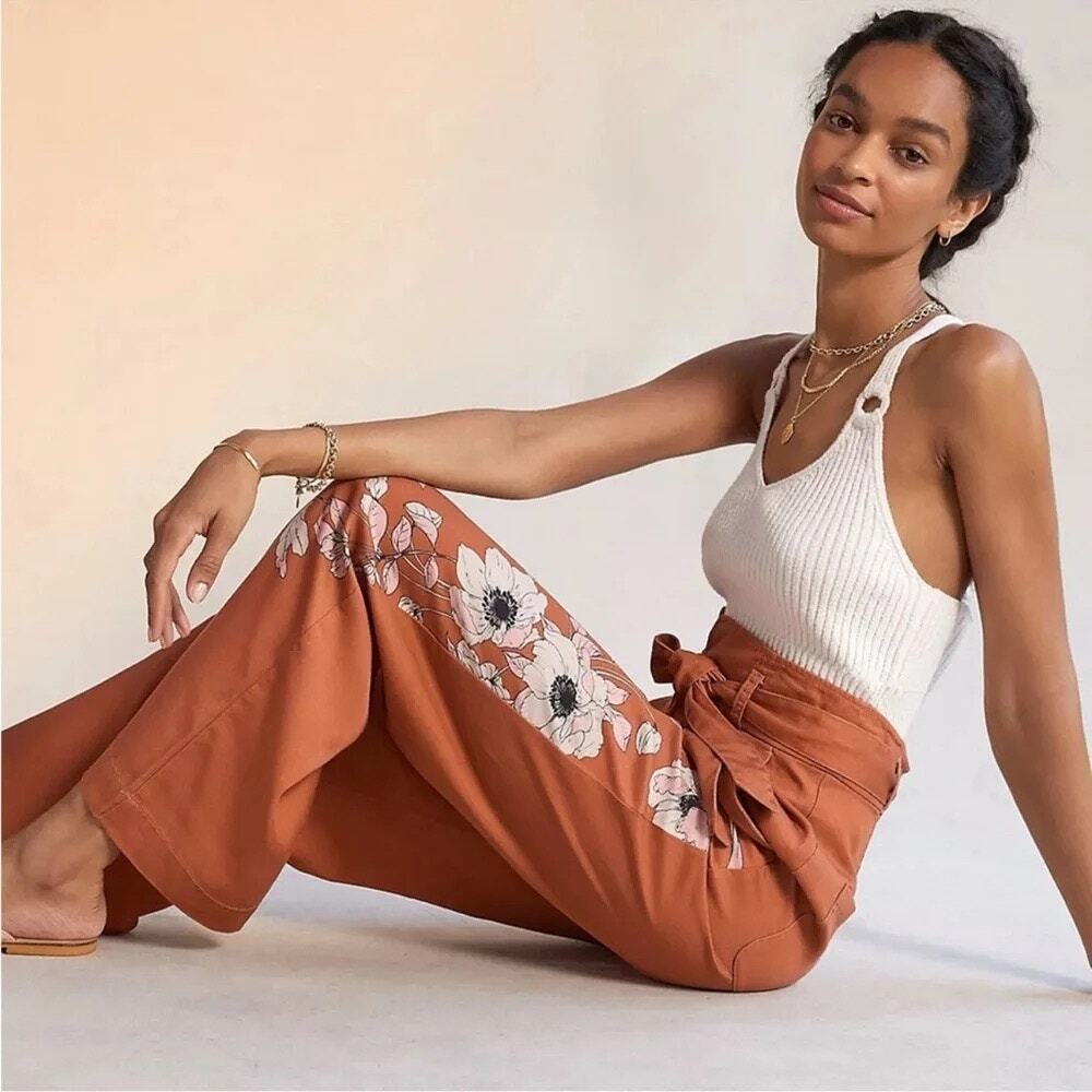 Anthropologie Floral Flowy Pant